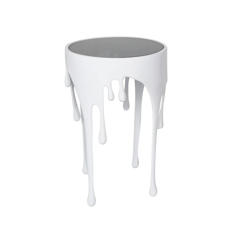 White Aluminum Drip Accent Table with Melting Designed Body