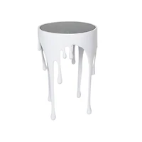 White Aluminum Drip Accent Table with Melting Designed Body