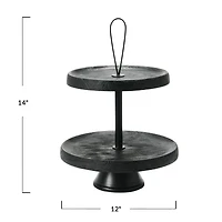 Hello Honey® 14" Black Elegant Modern 2-Tiered Tray