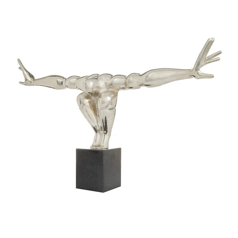 Silver Aluminum Contemporary People Sculpture, 30" x 5" x 17"