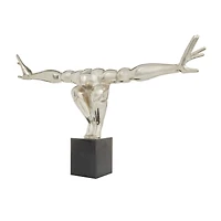 Silver Aluminum Contemporary People Sculpture, 30" x 5" x 17"