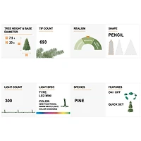 7.5ft Pre-Lit Flocked Pine Artificial Christmas Tree