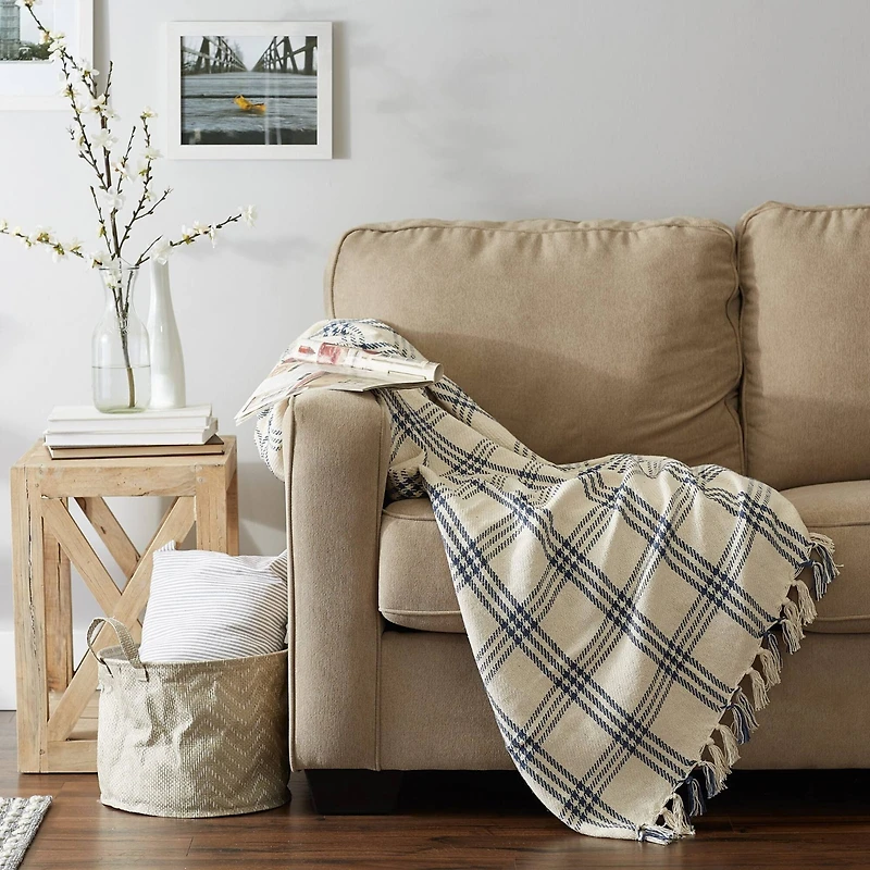 DII® French Blue Modern Farmhouse Plaid Throw
