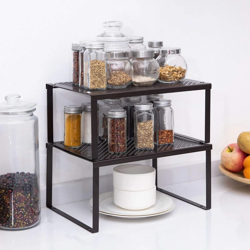 NEX™ Expandable & Stackable Kitchen Cabinet & Counter Shelf Organizer, 2ct.