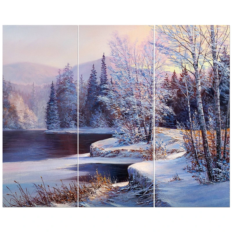 Designart - Christmas Forest - Digital Art on Wrapped Canvas set