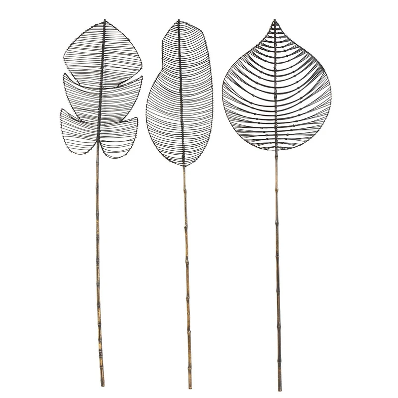 79" Black Bamboo Wood Handmade Woven Leaf Set