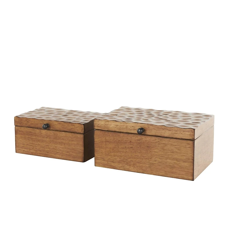 Brown Textured Concave Honeycomb Storage Box Set