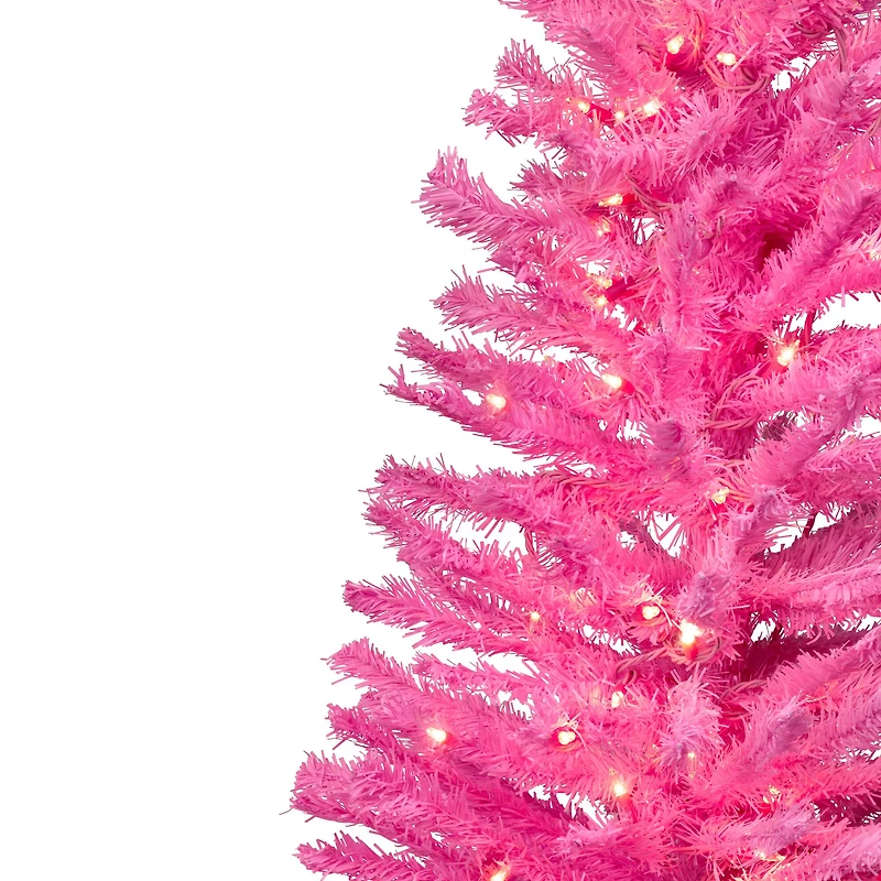 4ft. Pre-Lit Medium Pink Pine Artificial Christmas Tree, Clear Lights