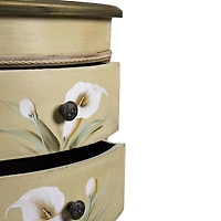4-Drawer Antique Accessory Table with Calla Lily Floral Art