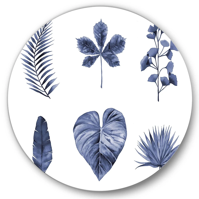 Designart - Abstract Blue Set Of Plant Leaves