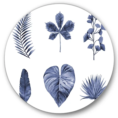 Designart - Abstract Blue Set Of Plant Leaves