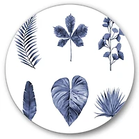 Designart - Abstract Blue Set Of Plant Leaves