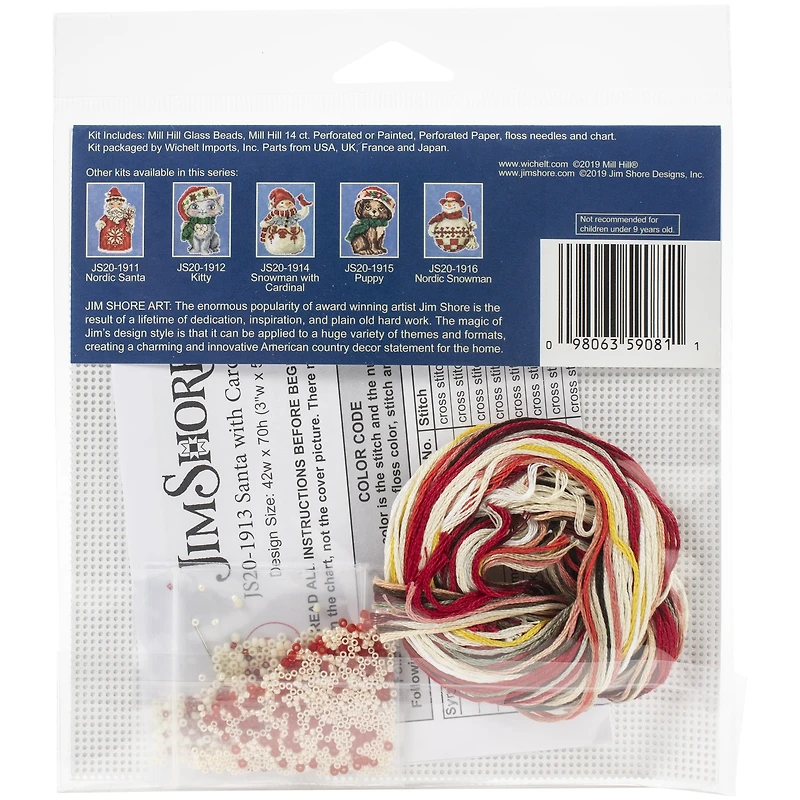 Mill Hill® Jim Shore Santa With Cardinal Counted Cross Stitch Kit