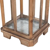 Glitzhome® Farmhouse Natural Wooden Church Window Frame Lanterns, 2ct.