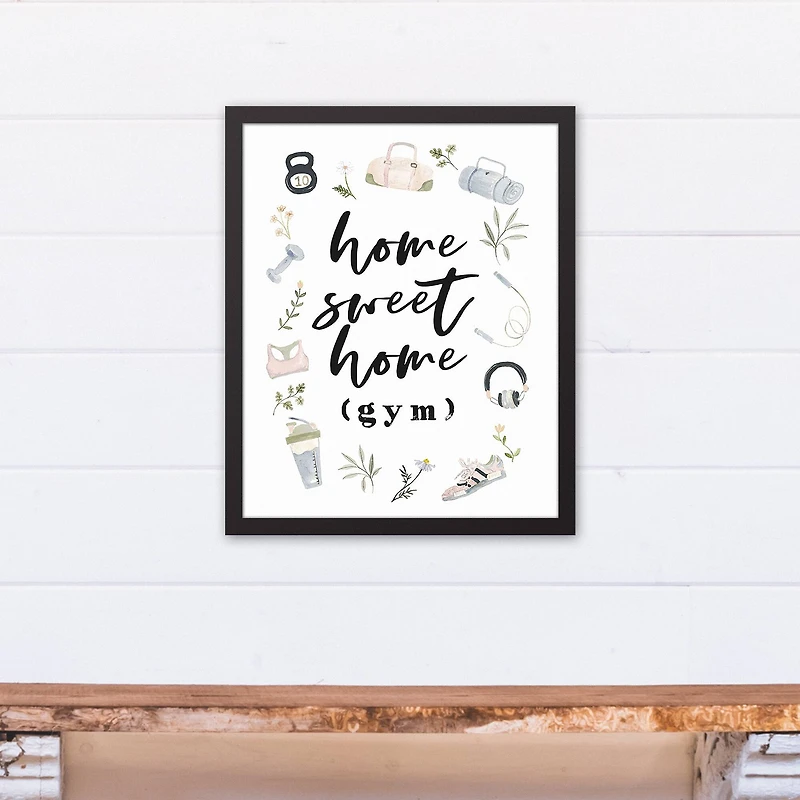 Home Sweet Home Gym 16" x 20" Black Framed Canvas