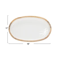 Hello Honey® 18" White Oval Enameled Mango Wood Tray