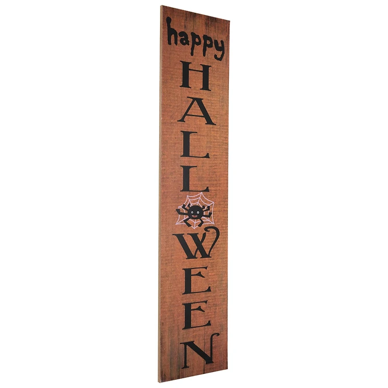 36" Orange Wood Happy Halloween with Spider Wall Sign