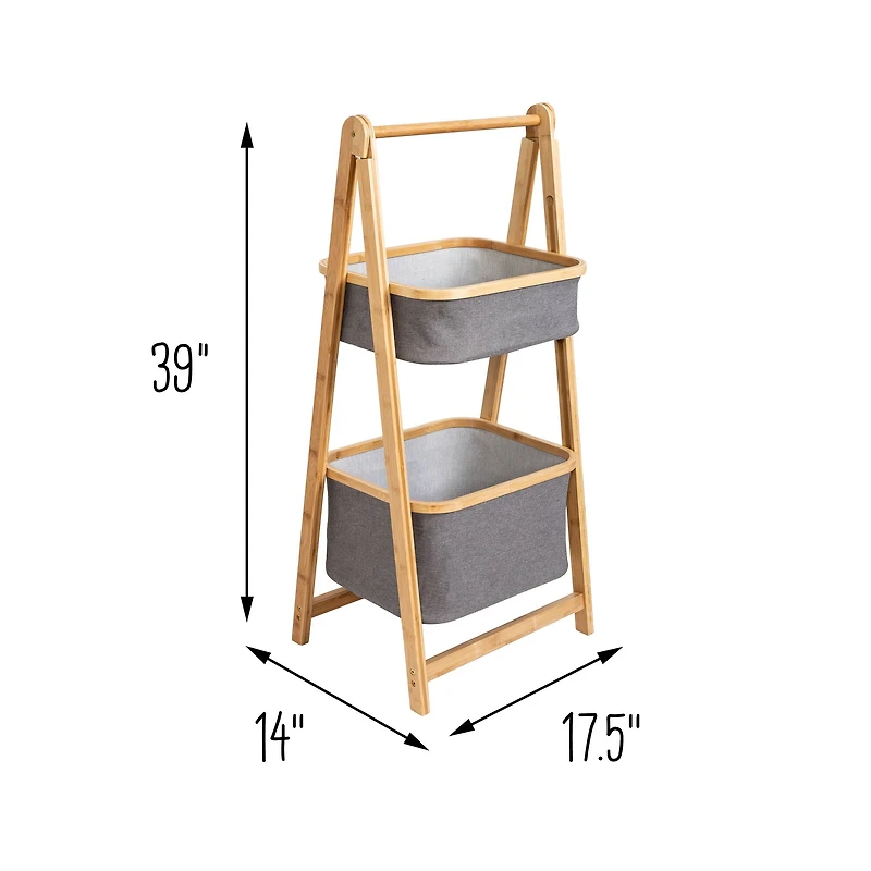 Honey Can Do Bamboo & Canvas 2-Tier Collapsible Shelves