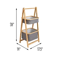 Honey Can Do Bamboo & Canvas 2-Tier Collapsible Shelves