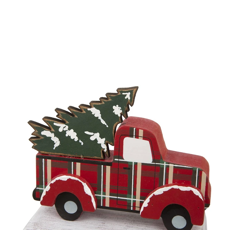 Glitzhome® Wooden & Metal Red Car & Truck Stocking Holder Set