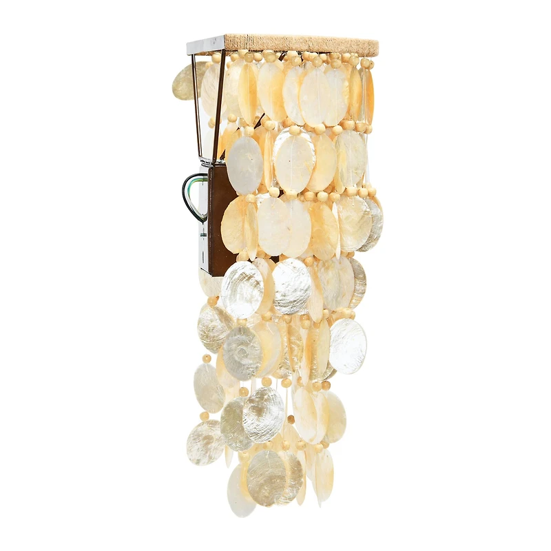 Hello Honey® 18" Capiz and Wood Bead Wall Sconce
