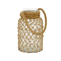 The Novogratz Brown Glass Coastal Lantern, 12" x 7" x 8"