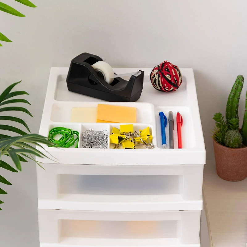 IRIS White 6-Drawer Storage Cart With Organizer Top