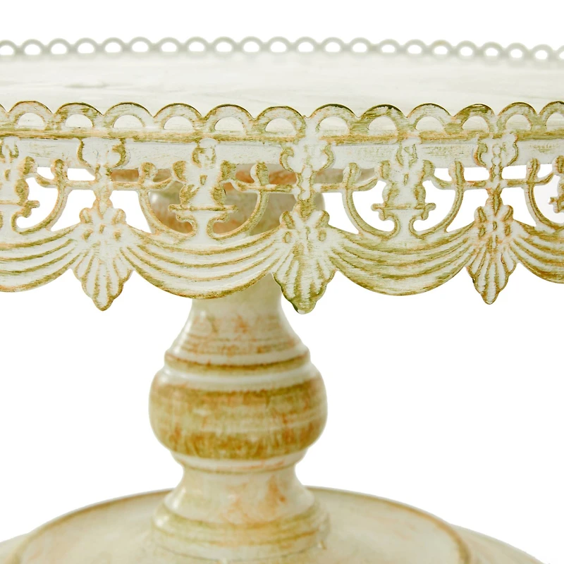16" White Iron Farmhouse Cake Stand