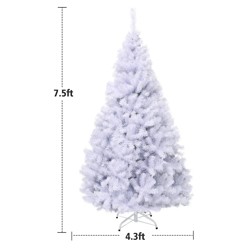 Costway 7.5ft. Unlit White Pine Artificial Christmas Tree