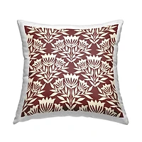 Stupell Industries Traditional Maroon Flower Arrangement Cream Pattern Throw Pillow, 18" x 18"