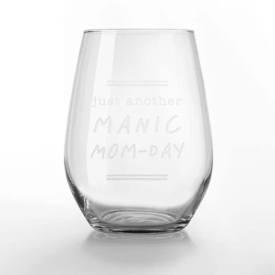 15oz. Another Manic Mom Day Engraved Stemless Wine Glass