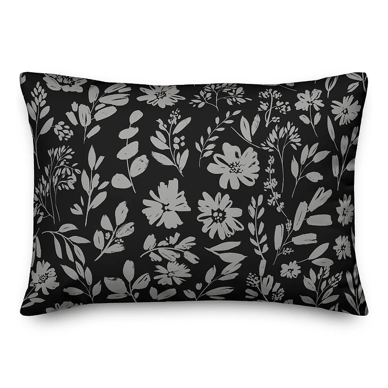 Monochromatic Florals Throw Pillow 14" x 20"