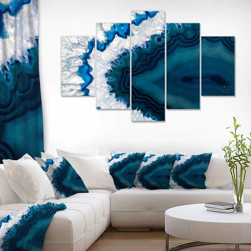 Designart - Blue Brazilian Geode - Contemporary Canvas Wall Art Print