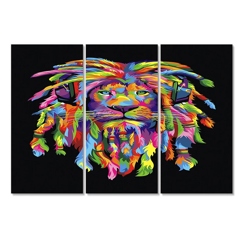 Designart - Lion Rasta - Modern Canvas Wall Art