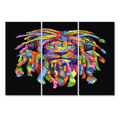 Designart - Lion Rasta - Modern Canvas Wall Art