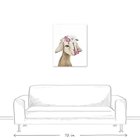 Cute Baby Goat Butterfly Flowers 24" x 30" Canvas Wall Art