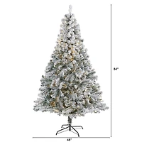 7ft. Pre-Lit Flocked Rock Springs Spruce Artificial Christmas Tree with Clear LED Lights