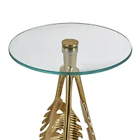 Gold Aluminum Metal Leaf Accent Table Set
