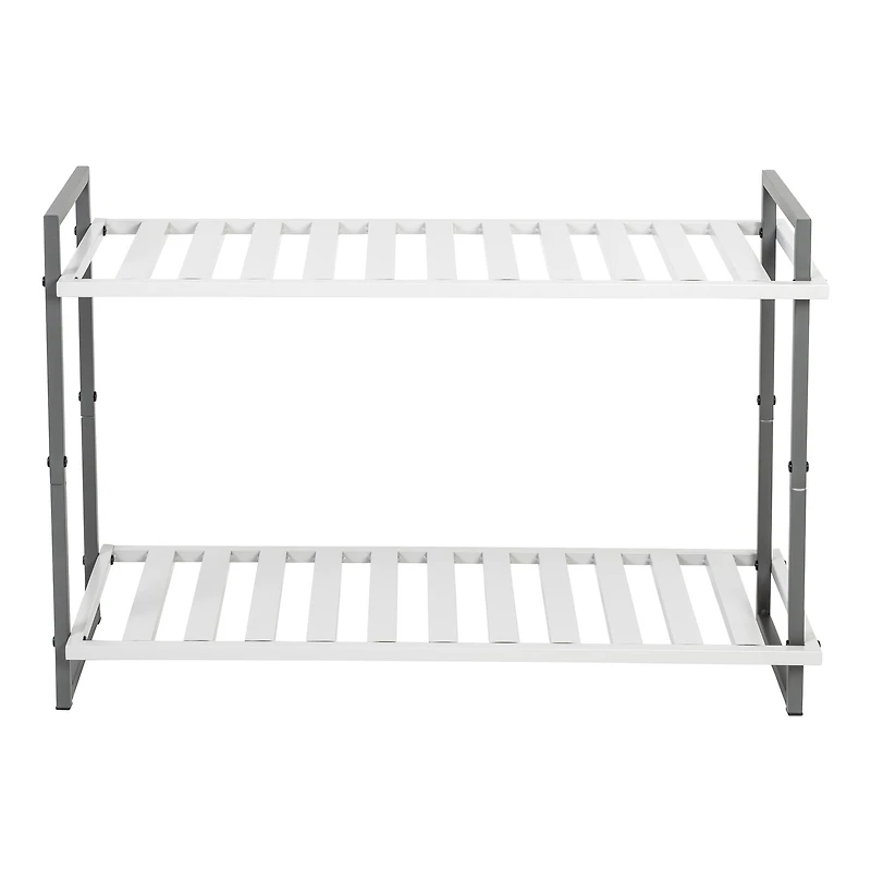 Honey Can Do Gray 2-Tier Tubular Shoe Rack