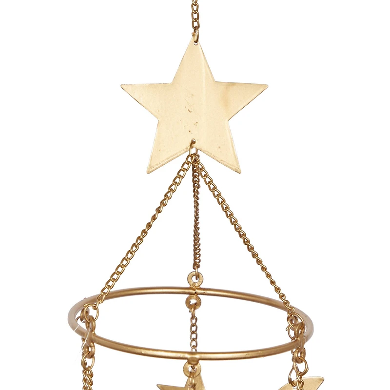 39" Gold Metal Eclectic Moon & Stars Wind Chime