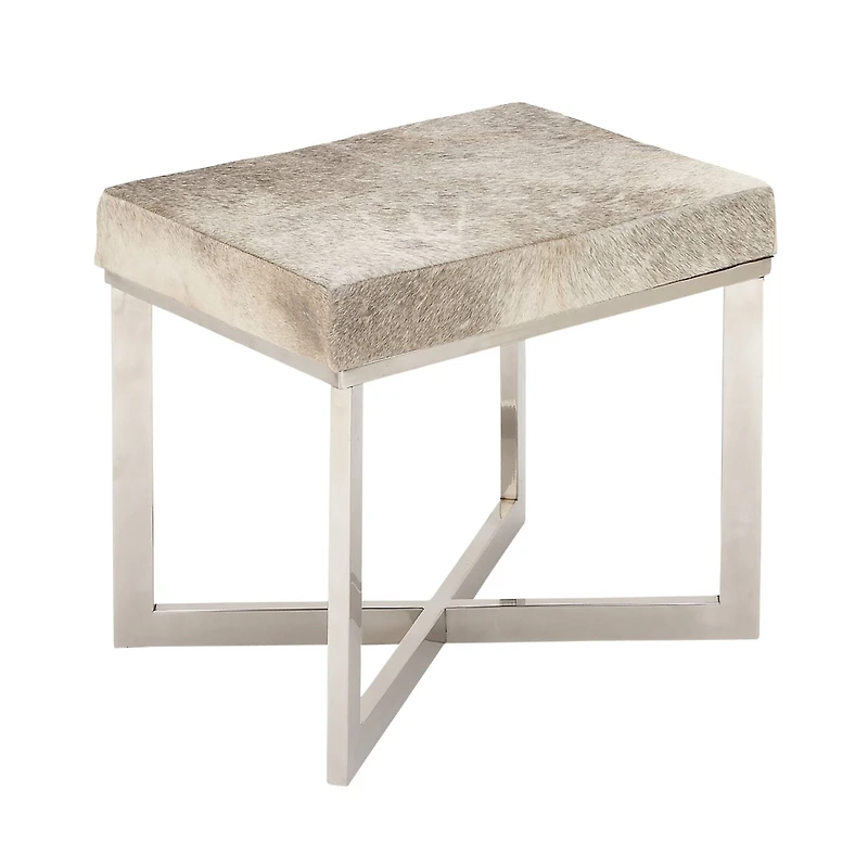 20" Gray & White Stainless Steel Contemporary Stool