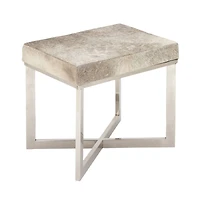 20" Gray & White Stainless Steel Contemporary Stool