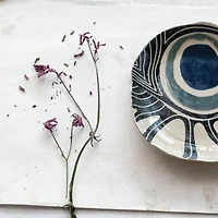 Hello Honey® 12.25" Abstract Azure Stoneware Plate