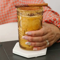 Kate Aspen® 13oz. Beaded Floral Amber Drinking Glasses, 6ct.