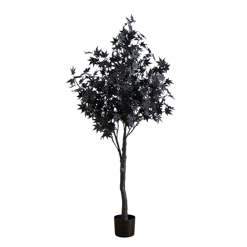 5ft. Pre-Lit Artificial Halloween Black Maple Tree with 240 Orange & Purple LED Lights