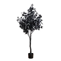 5ft. Pre-Lit Artificial Halloween Black Maple Tree with 240 Orange & Purple LED Lights