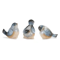 Ceramic Bird Figurines with Unglazed Accents Set