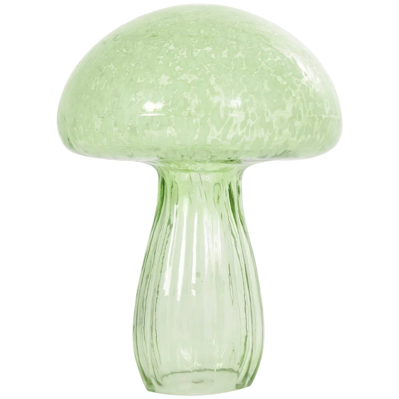 Green Textured Glass Mushroom Sculpture Set