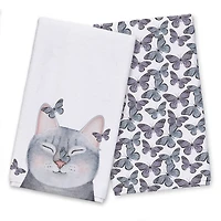 Cat with Butterflies 16" x 25" Towel Set