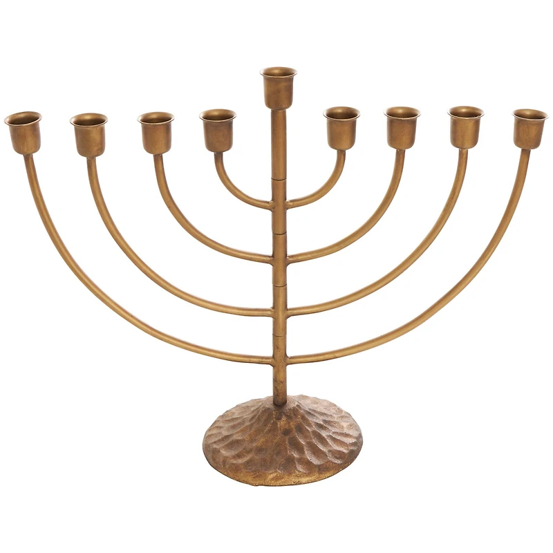 17" Bronze Metal Layered Arch Candelabra with Textured Base